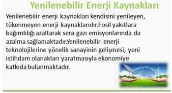 Yenilenebilir Enerji Kaynakları